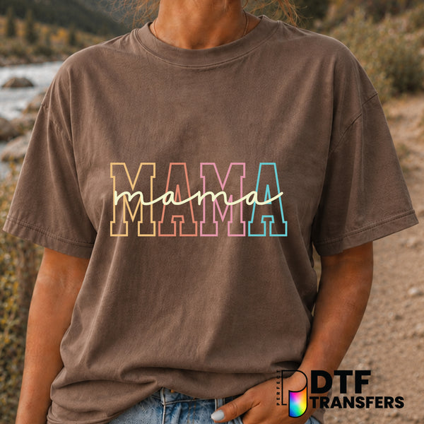 Mama Retro Colorful Varsity – Mother's Day DTF Transfer (view 2 of 2) – by Perfect DTF Transfers – Premade DTF Transfers –...