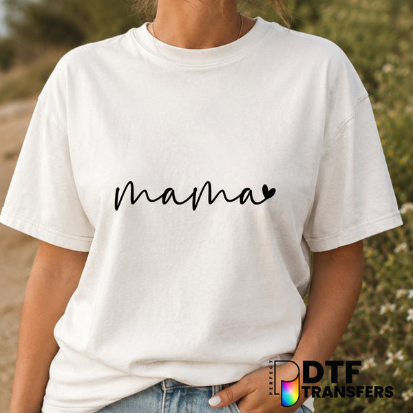 Mama Script Heart – Mother's Day DTF Transfer (view 2 of 2) – by Perfect DTF Transfers – Premade DTF Transfers – Mother's...