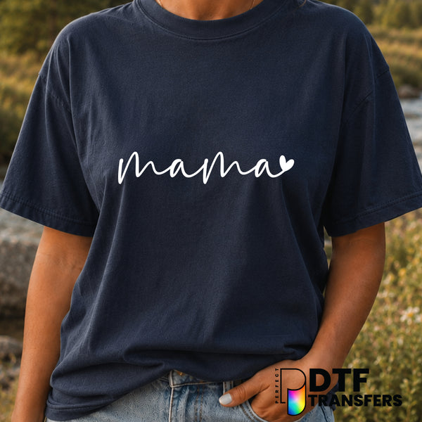 Mama Script with Heart – Mother's Day DTF Transfer (view 1 of 2) – by Perfect DTF Transfers – Premade DTF Transfers – Moth...
