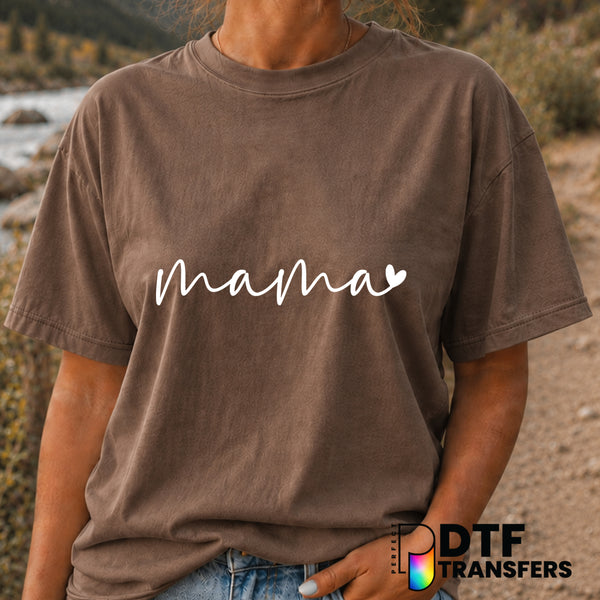 Mama Script with Heart – Mother's Day DTF Transfer (view 2 of 2) – by Perfect DTF Transfers – Premade DTF Transfers – Moth...