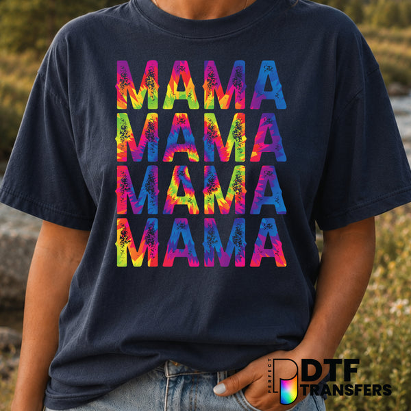 MAMA Stacked Grunge Tie Dye – Mother's Day DTF Transfer (view 1 of 2) – by Perfect DTF Transfers – Premade DTF Transfers –...