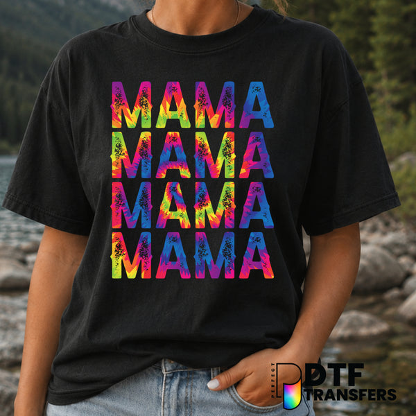 MAMA Stacked Grunge Tie Dye – Mother's Day DTF Transfer (view 2 of 2) – by Perfect DTF Transfers – Premade DTF Transfers –...
