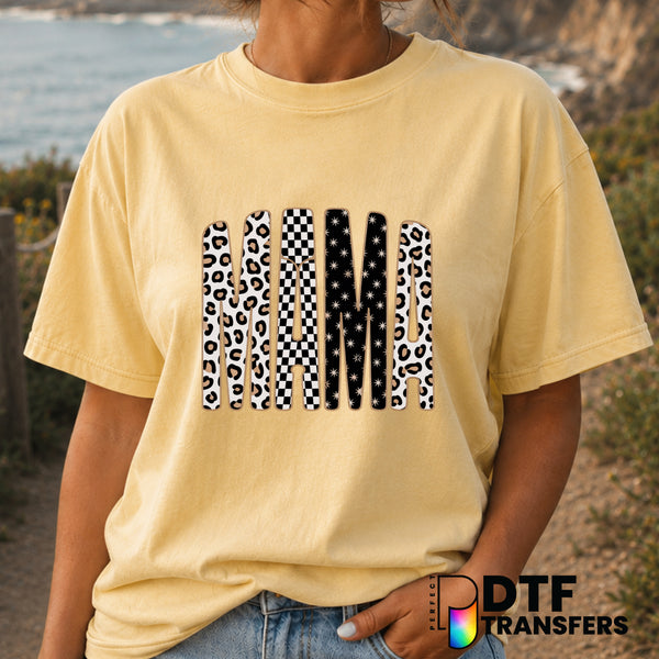 Mama Varsity Arch Checkered Leopard – Mother's Day DTF Transfer (view 1 of 2) – by Perfect DTF Transfers – Premade DTF Tra...