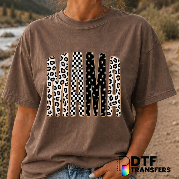 Mama Varsity Arch Checkered Leopard – Mother's Day DTF Transfer (view 2 of 2) – by Perfect DTF Transfers – Premade DTF Tra...