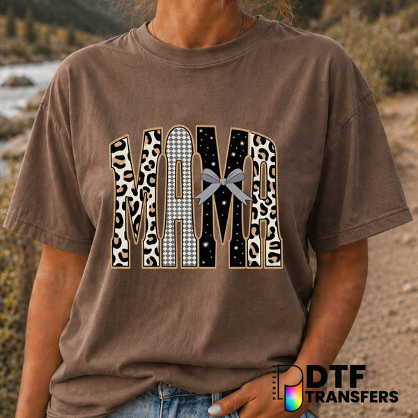 Mama Varsity Arch Leopard Checkered – Mother's Day DTF Transfer (view 1 of 2) – by Perfect DTF Transfers – Premade DTF Tra...