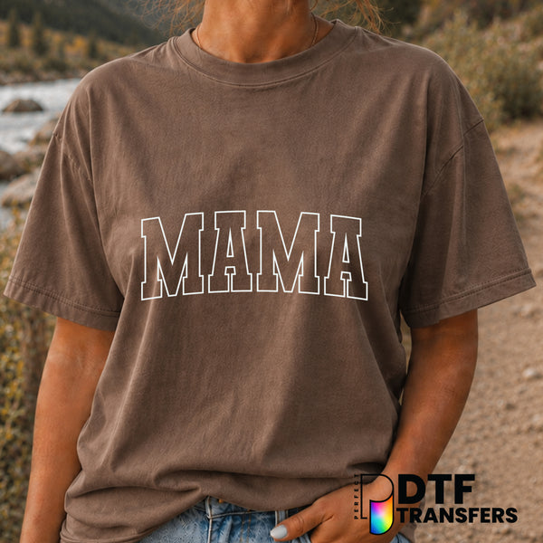 Mama Varsity Arch Outline – Mother's Day DTF Transfer (view 2 of 2) – by Perfect DTF Transfers – Premade DTF Transfers – M...