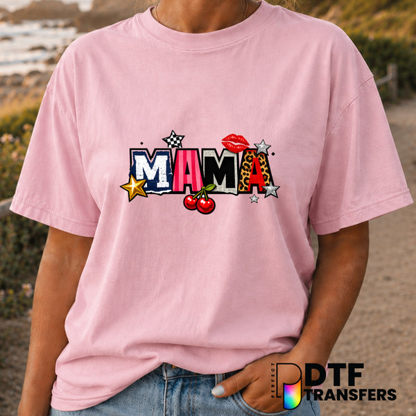 MAMA Y2K Cherries Checkered – Mother's Day DTF Transfer (view 1 of 2) – by Perfect DTF Transfers – Premade DTF Transfers –...