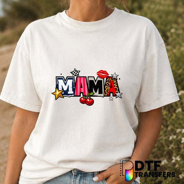 MAMA Y2K Cherries Checkered – Mother's Day DTF Transfer (view 2 of 2) – by Perfect DTF Transfers – Premade DTF Transfers –...