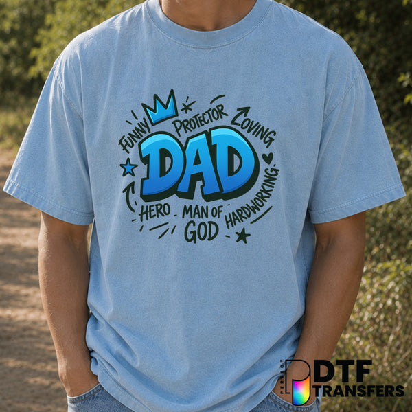 Man of God King Dad – Father's Day DTF Transfer (view 1 of 2) – by Perfect DTF Transfers – Premade DTF Transfers – Father'...