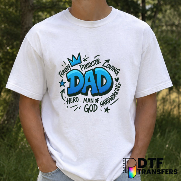 Man of God King Dad – Father's Day DTF Transfer (view 2 of 2) – by Perfect DTF Transfers – Premade DTF Transfers – Father'...