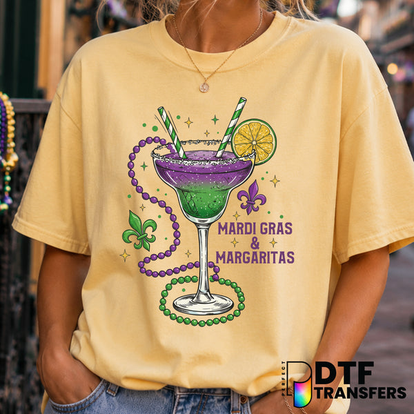 Mardi Gras and Margaritas – Mardi Gras DTF Transfer (view 1 of 2) – by Perfect DTF Transfers – Premade DTF Transfers – Mar...