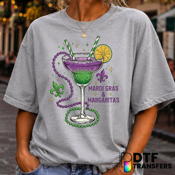 Mardi Gras and Margaritas – Mardi Gras DTF Transfer (view 2 of 2) – by Perfect DTF Transfers – Premade DTF Transfers – Mar...