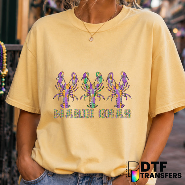 Mardi Gras Crawfish Glitter – DTF Transfer (view 1 of 2) – by Perfect DTF Transfers – Premade DTF Transfers – Mardi Gras,...