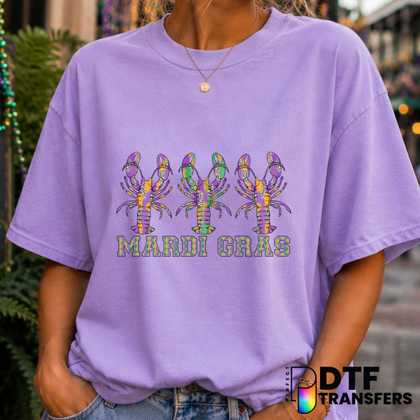 Mardi Gras Crawfish Glitter – DTF Transfer (view 2 of 2) – by Perfect DTF Transfers – Premade DTF Transfers – Mardi Gras,...