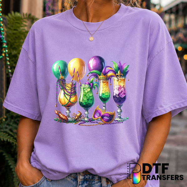 Mardi Gras Drinks – Mardi Gras DTF Transfer (view 1 of 2) – by Perfect DTF Transfers – Premade DTF Transfers – Mardi Gras,...
