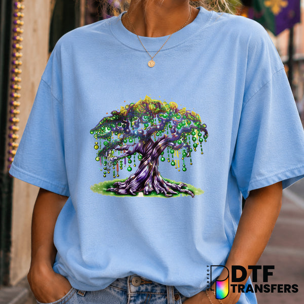Mardi Gras Glitter Tree – DTF Transfer (view 1 of 2) – by Perfect DTF Transfers – Premade DTF Transfers – Mardi Gras, Fest...