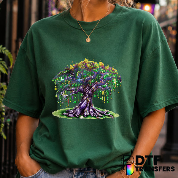 Mardi Gras Glitter Tree – DTF Transfer (view 2 of 2) – by Perfect DTF Transfers – Premade DTF Transfers – Mardi Gras, Fest...