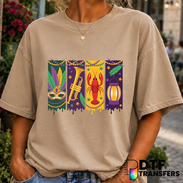 Mardi Gras Jazz Trumpet DTF Transfer (view 2 of 2) – by Perfect DTF Transfers – Premade DTF Transfers – Mardi Gras, Festival