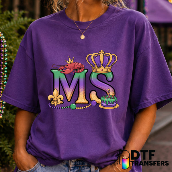 Mardi Gras Leopard Mississippi Crawfish Beads – Mardi Gras DTF Transfer (view 2 of 2) – by Perfect DTF Transfers – Premade...