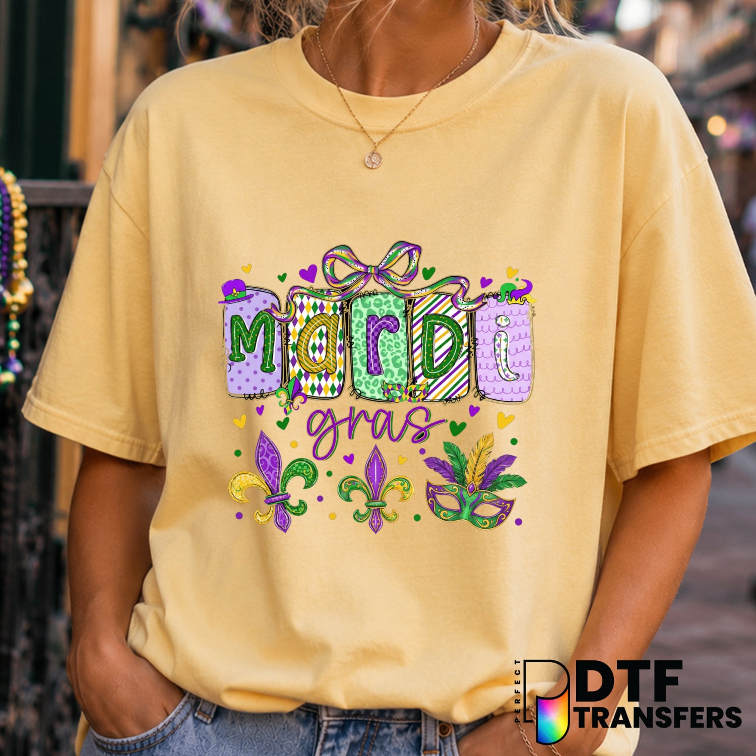 Mardi Gras – Mardi Gras DTF Transfer (view 2 of 2) – by Perfect DTF Transfers – Premade DTF Transfers – Mardi Gras, Festival