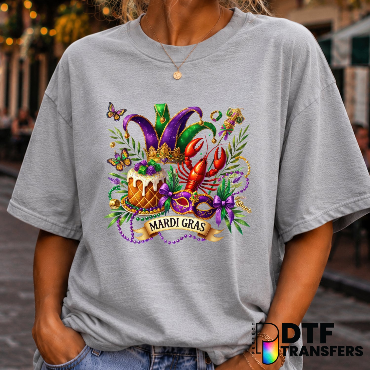 Mardi Gras Mask & Fleur de Lis – DTF Transfer (view 1 of 2) – by Perfect DTF Transfers – Premade DTF Transfers – Mardi Gra...