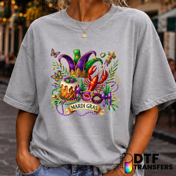 Mardi Gras Mask & Fleur de Lis – DTF Transfer (view 1 of 2) – by Perfect DTF Transfers – Premade DTF Transfers – Mardi Gra...