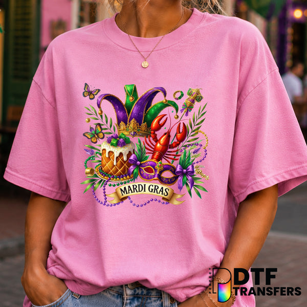 Mardi Gras Mask & Fleur de Lis – DTF Transfer (view 2 of 2) – by Perfect DTF Transfers – Premade DTF Transfers – Mardi Gra...