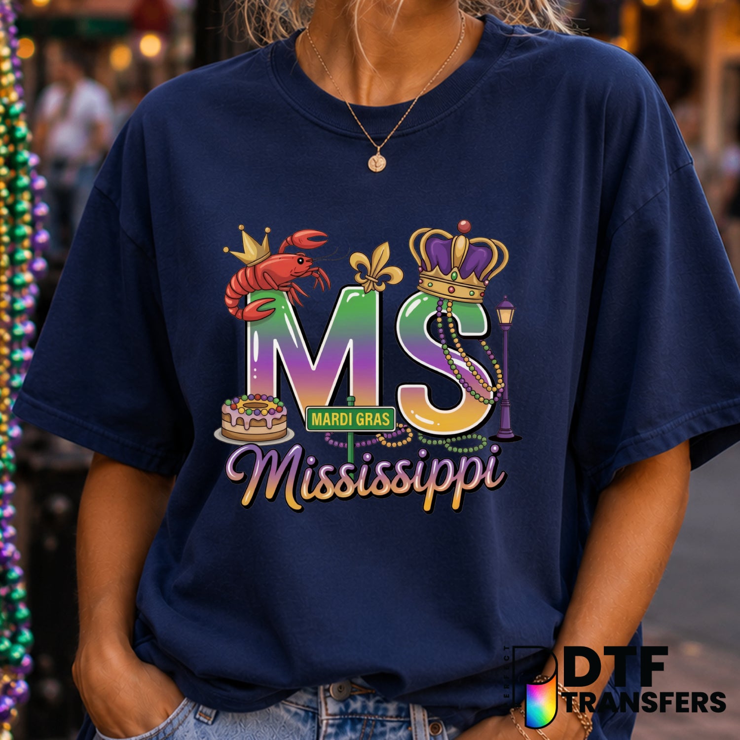 Mardi Gras Mississippi Crawfish – DTF Transfer (view 1 of 2) – by Perfect DTF Transfers – Premade DTF Transfers – Mardi Gr...