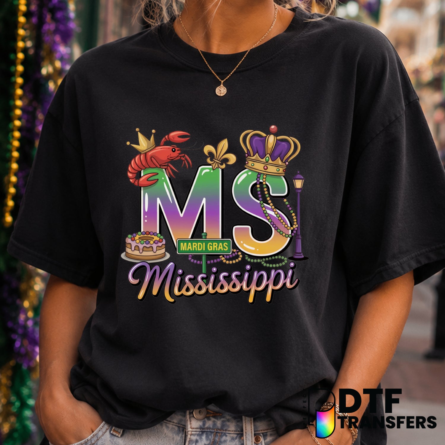 Mardi Gras Mississippi Crawfish – DTF Transfer (view 2 of 2) – by Perfect DTF Transfers – Premade DTF Transfers – Mardi Gr...