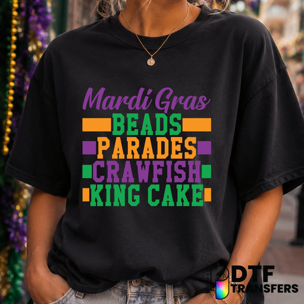 Mardi Gras Script & Stacked Phrases – DTF Transfer (view 1 of 2) – by Perfect DTF Transfers – Premade DTF Transfers – Mard...