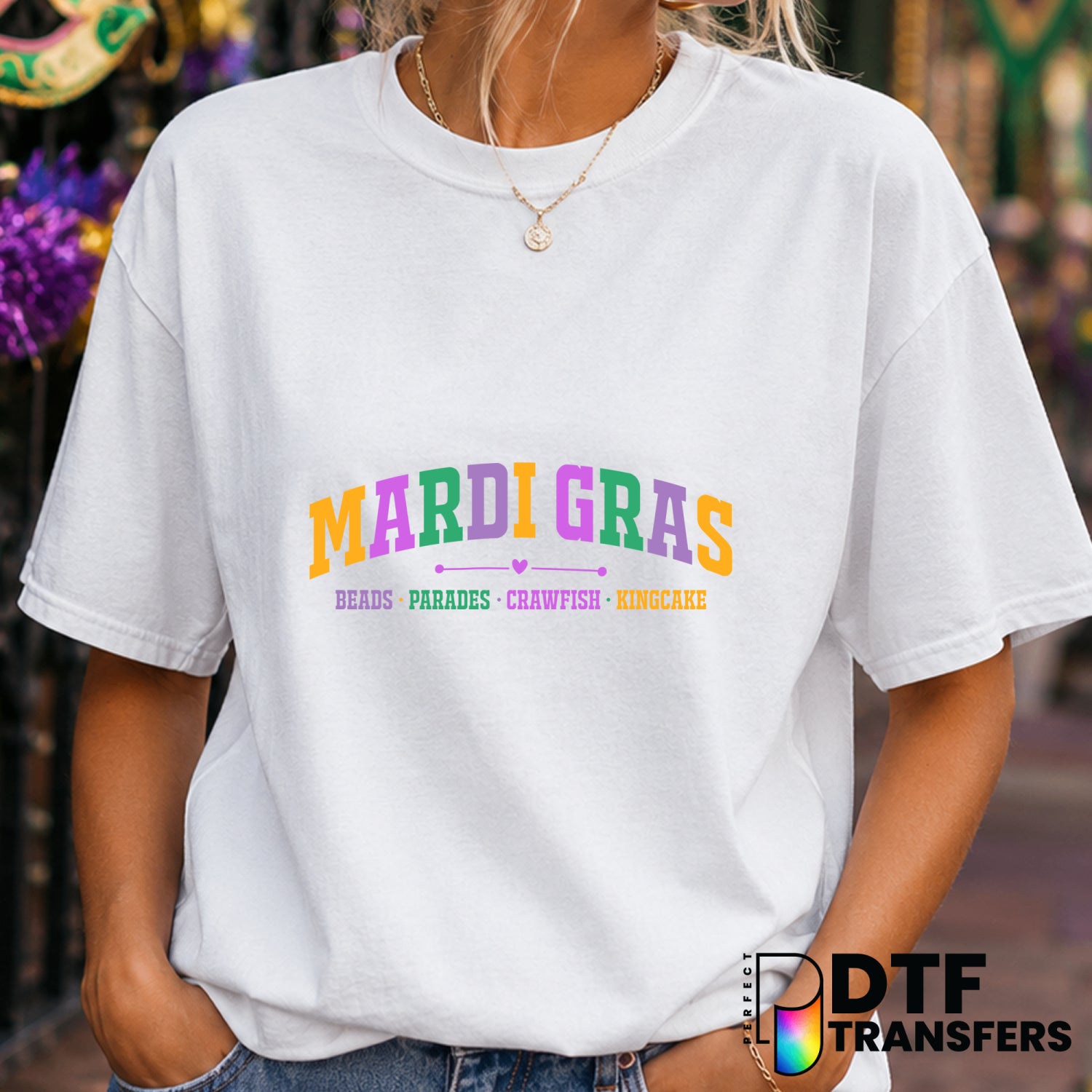 Mardi Gras Varsity Arch – DTF Transfer (view 1 of 2) – by Perfect DTF Transfers – Premade DTF Transfers – Mardi Gras, Fest...