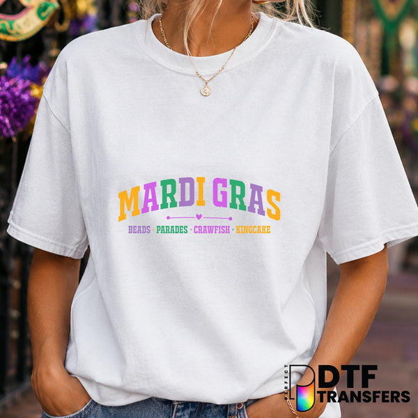 Mardi Gras Varsity Arch – DTF Transfer (view 1 of 2) – by Perfect DTF Transfers – Premade DTF Transfers – Mardi Gras, Fest...
