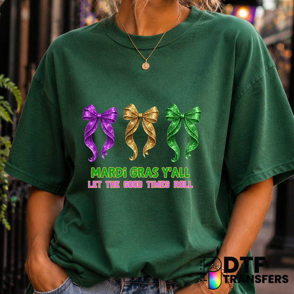 Mardi Gras Y'all Let The Good Times Roll – Mardi Gras DTF Transfer (view 2 of 2) – by Perfect DTF Transfers – Premade DTF...