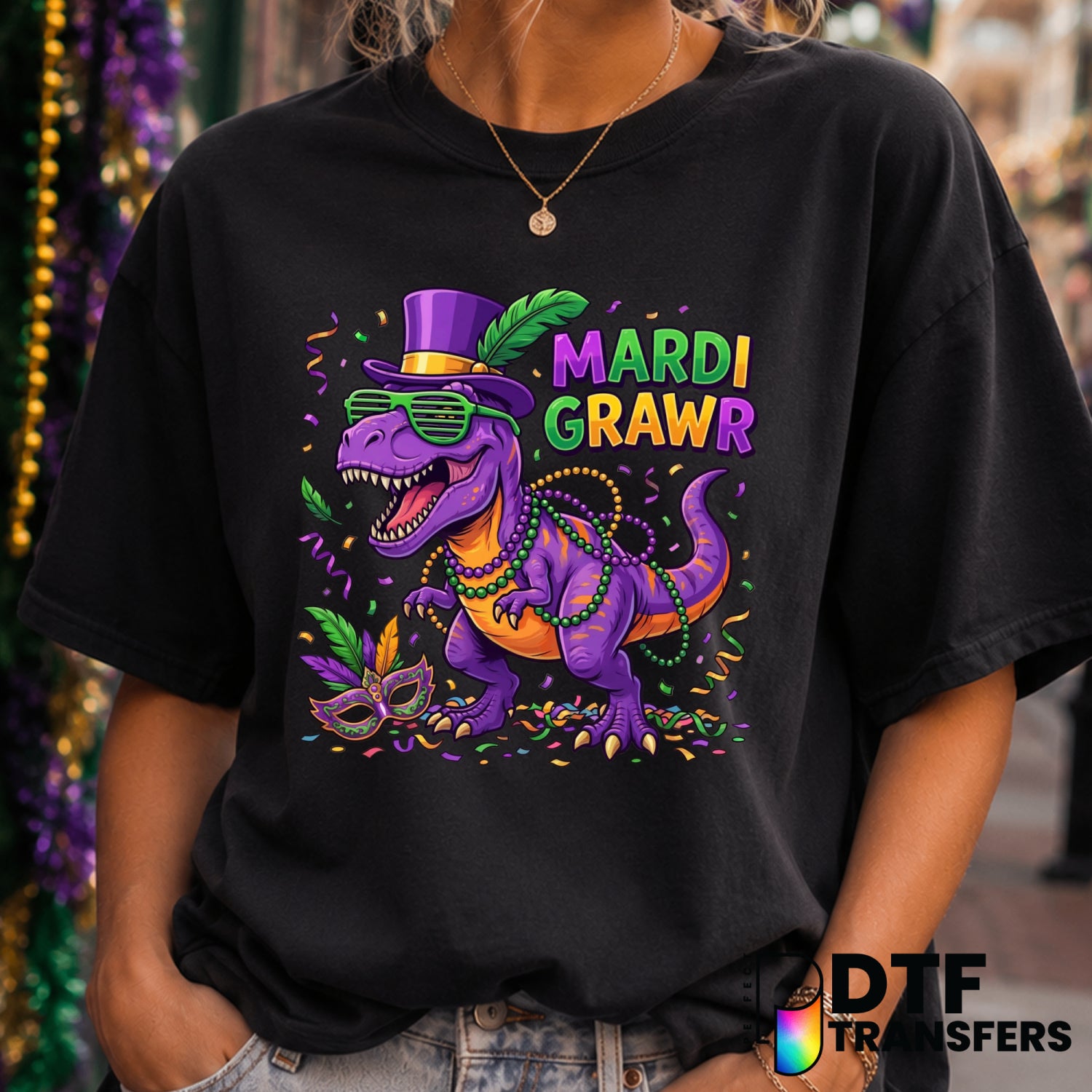 Mardi Grawr – Mardi Gras DTF Transfer (view 1 of 2) – by Perfect DTF Transfers – Premade DTF Transfers – Mardi Gras, Festival