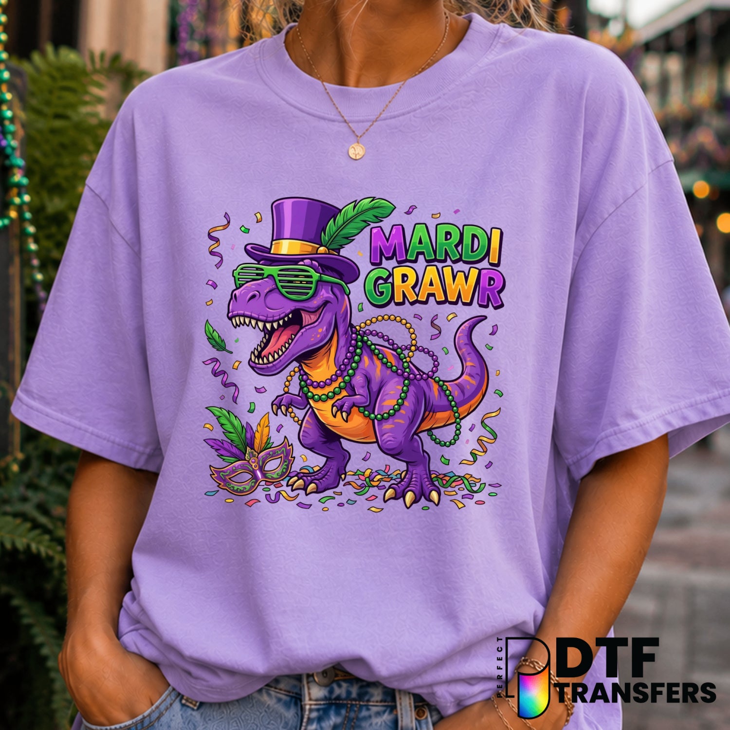 Mardi Grawr – Mardi Gras DTF Transfer (view 2 of 2) – by Perfect DTF Transfers – Premade DTF Transfers – Mardi Gras, Festival