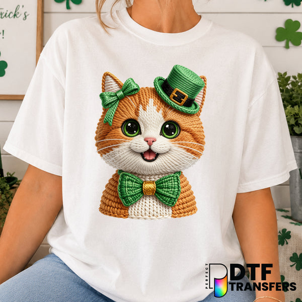 Meow Lucky – St. Patrick's Day DTF Transfer (view 1 of 2) – by Perfect DTF Transfers – Premade DTF Transfers – St. Patrick...