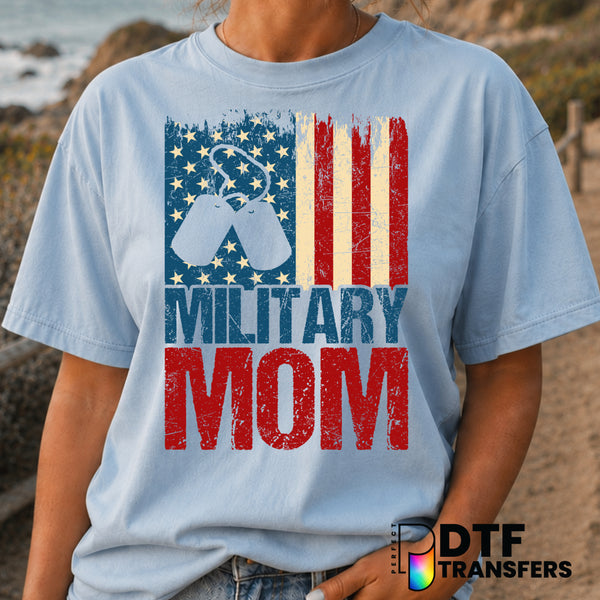 Military Mom Mother's Day American Flag Grunge – Mother's Day DTF Transfer (view 1 of 2) – by Perfect DTF Transfers – Prem...