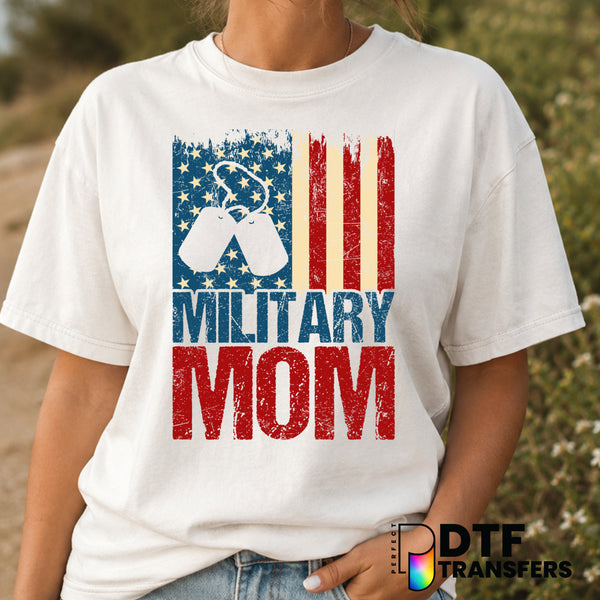 Military Mom Mother's Day American Flag Grunge – Mother's Day DTF Transfer (view 2 of 2) – by Perfect DTF Transfers – Prem...