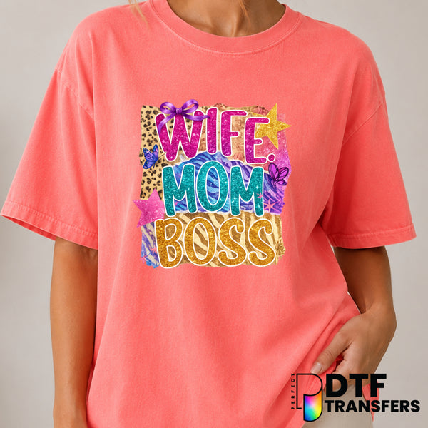 MOM BOSS – Women Empowerment DTF Transfer (view 1 of 2) – by Perfect DTF Transfers – Premade DTF Transfers – Women Empower...