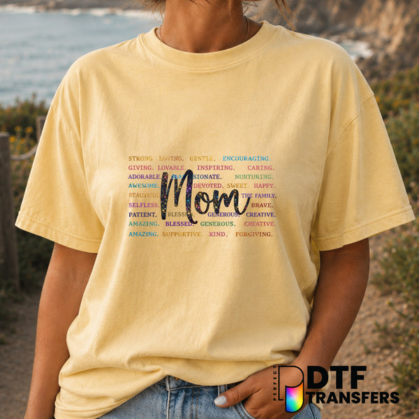 Mom Faux Sparkle – Mother's Day DTF Transfer (view 2 of 2) – by Perfect DTF Transfers – Premade DTF Transfers – Mother's D...