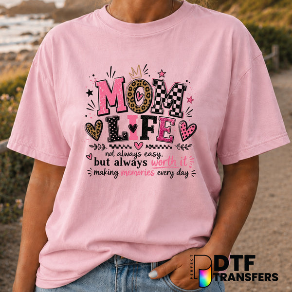 Mom Life – Mother's Day DTF Transfer (view 1 of 2) – by Perfect DTF Transfers – Premade DTF Transfers – Mother's Day, Mom