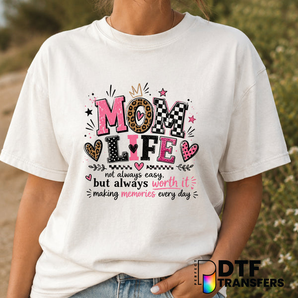 Mom Life – Mother's Day DTF Transfer (view 2 of 2) – by Perfect DTF Transfers – Premade DTF Transfers – Mother's Day, Mom