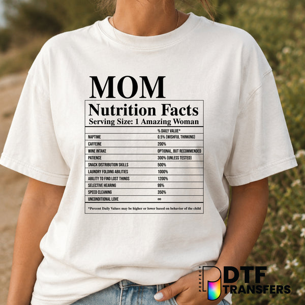 MOM Nutrition Facts – Mother's Day DTF Transfer (view 2 of 2) – by Perfect DTF Transfers – Premade DTF Transfers – Mother'...