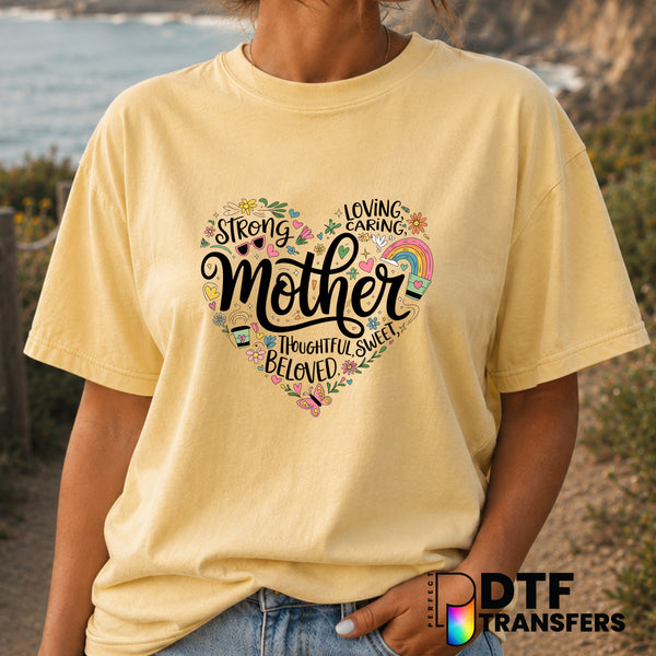 Mother Script Heart – Mother's Day DTF Transfer (view 1 of 2) – by Perfect DTF Transfers – Premade DTF Transfers – Mother'...