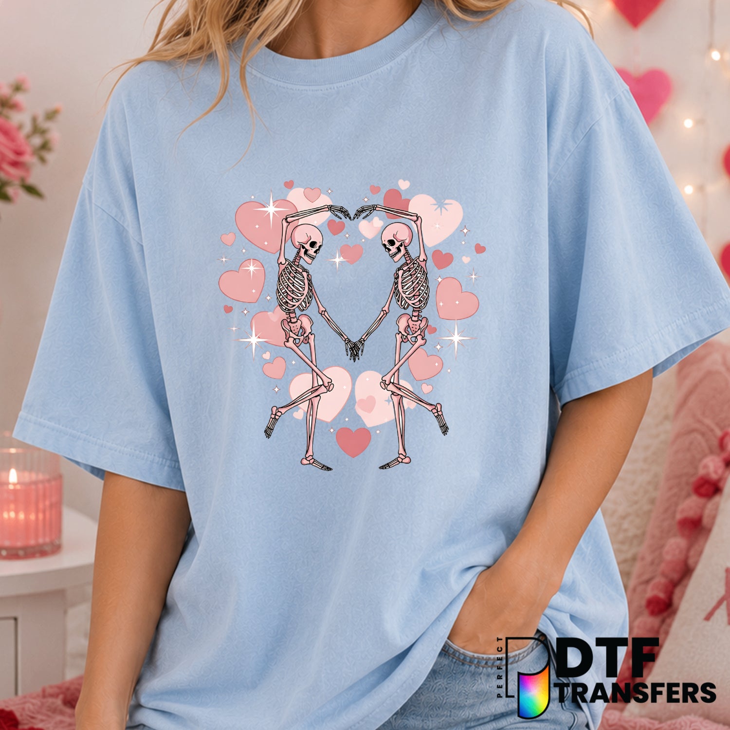 MY HEART BEATS FOR YOU – Valentine's Day DTF Transfer (view 2 of 2) – by Perfect DTF Transfers – Premade DTF Transfers – V...