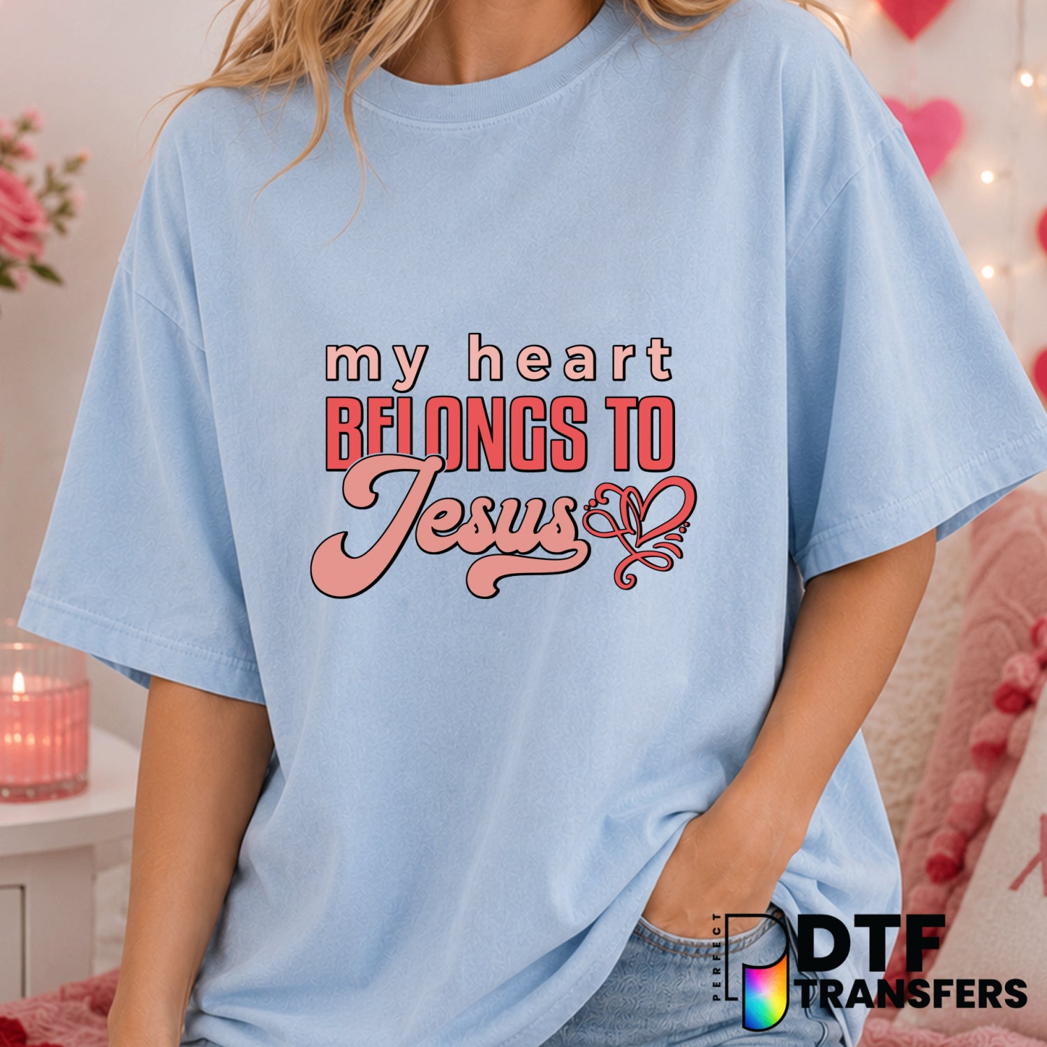 My Heart Belongs To Jesus – Valentine's Day DTF Transfer (view 1 of 2) – by Perfect DTF Transfers – Premade DTF Transfers...