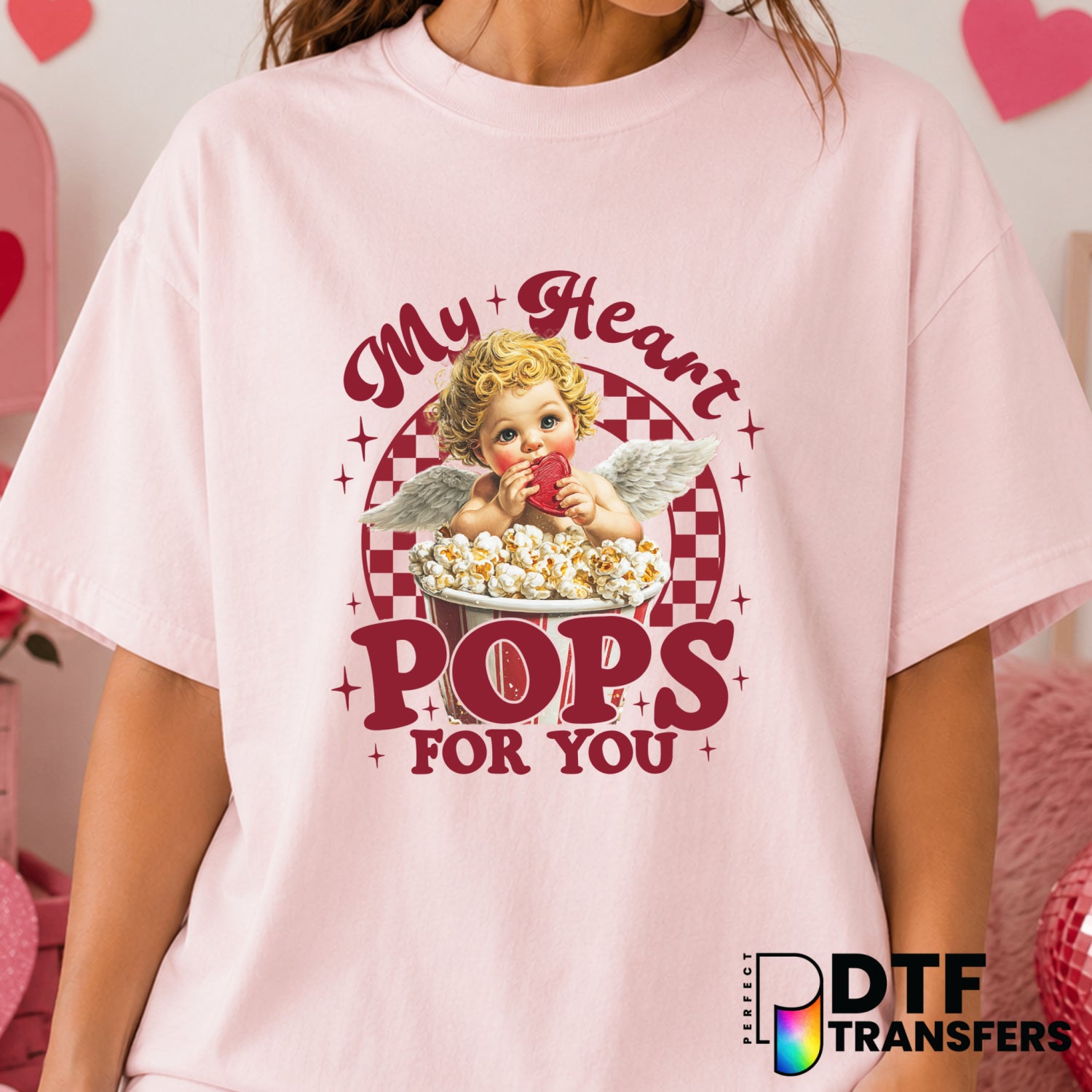 My Heart Pops For You – Valentine's Day DTF Transfer (view 2 of 2) – by Perfect DTF Transfers – Premade DTF Transfers – Va...