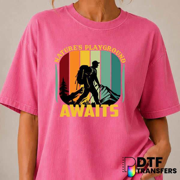 NATURE'S PLAYGROUND AWAITS – Hiking DTF Transfer (view 2 of 2) – by Perfect DTF Transfers – Premade DTF Transfers – Hiking...