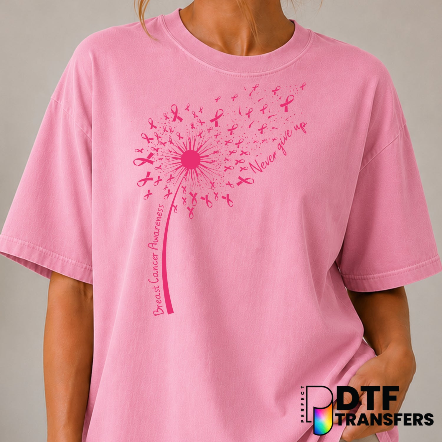 Never Give Up – Cancer Awareness DTF Transfer (view 2 of 2) – by Perfect DTF Transfers – Premade DTF Transfers – Cancer Aw...