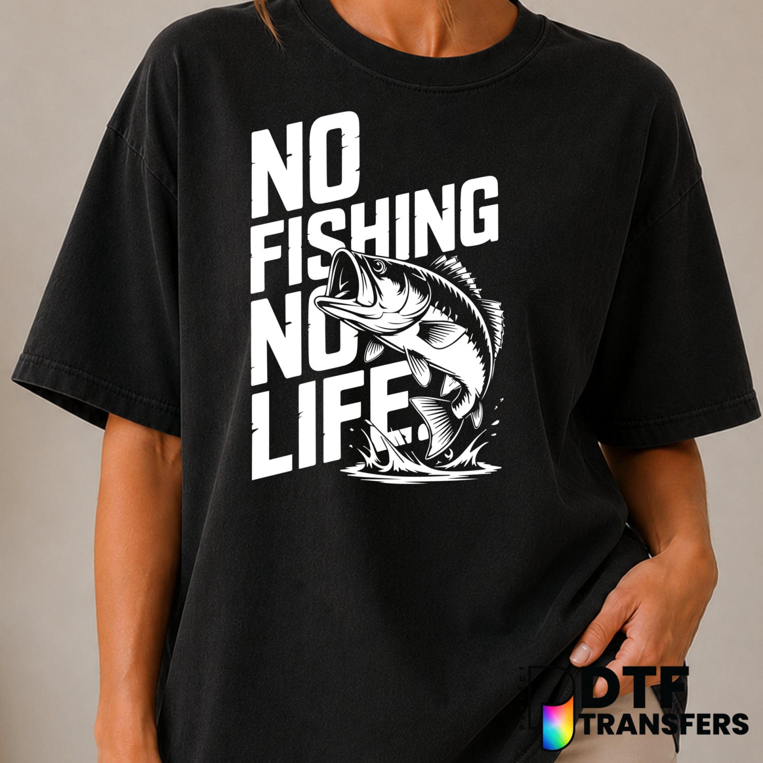 No Fishing No Life Bass Fishing – DTF Transfer (view 2 of 2) – by Perfect DTF Transfers – Premade DTF Transfers – Fishing,...